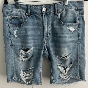 American Eagle Distressed Bermuda Denim Shorts